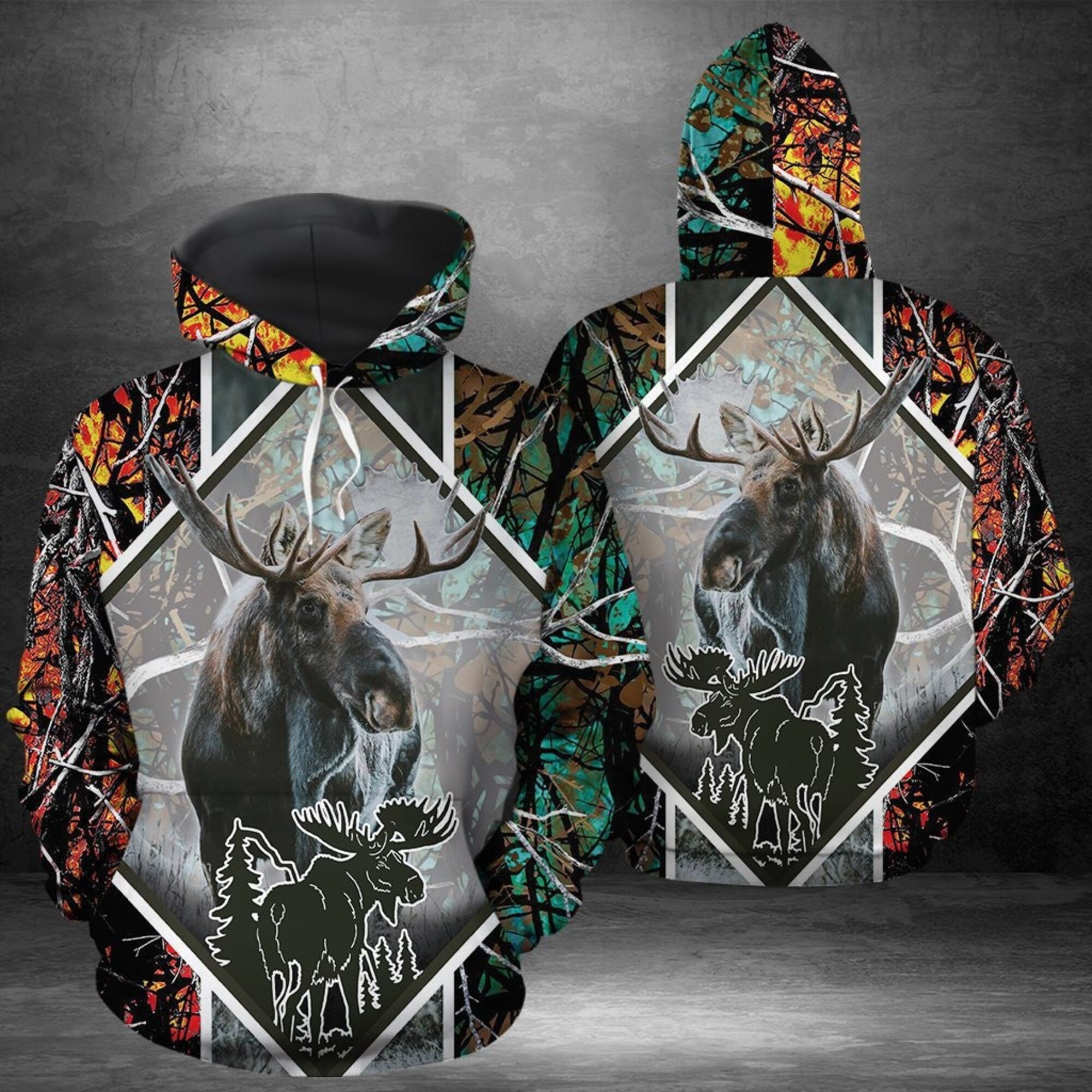 Love Moose All Over Print Hoodie